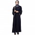 Front open abaya with side embroidery work- Navy Blue